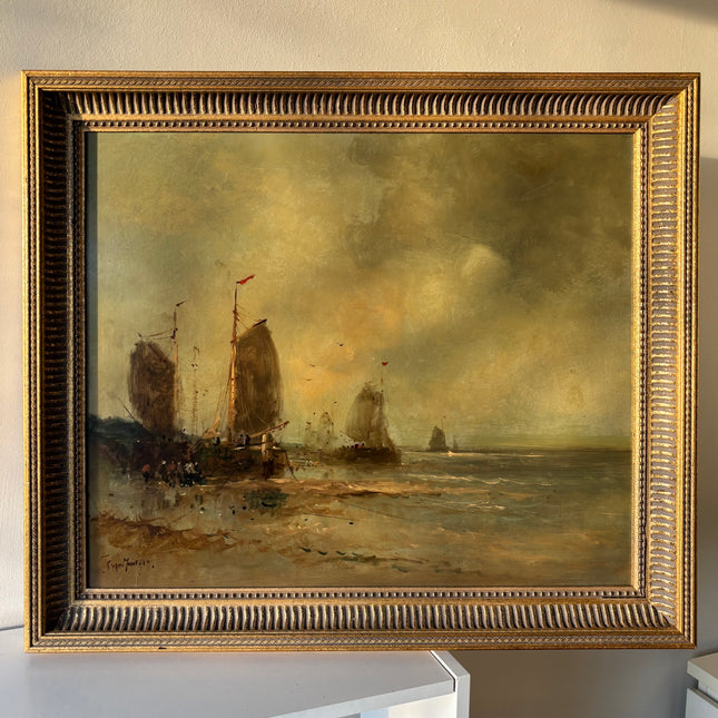 Handcrafted Seascape Oil Painting "Sailing Boat" Elegant Large Art Holland Art Shop