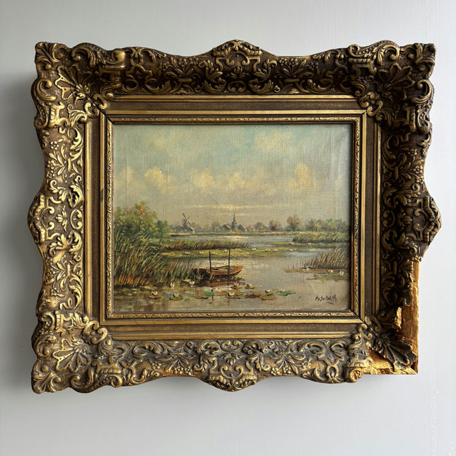 Expressive Landscape Oil Painting "Gilded Frame" Refined Artwork Holland Art Shop