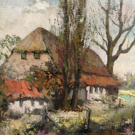 Traditional Landscape Oil Painting "Thatched Cottage" Original Large Art Holland Art Shop