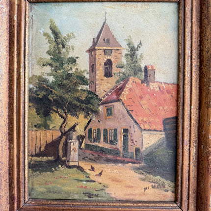 Detailed Cityscape Oil Painting "Village House" Handcrafted Small Art Holland Art Shop