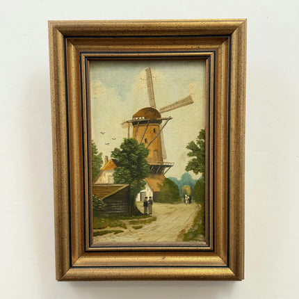 Classic Landscape Oil Painting "Old Windmill" Original Small Art Holland Art Shop