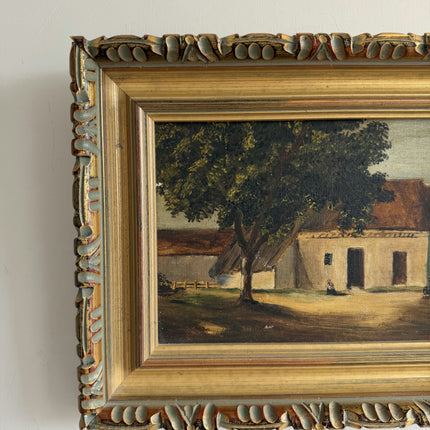Vintage Farm Oil Painting "Gilded Frame" Authentic Small Artwork Holland Art Shop