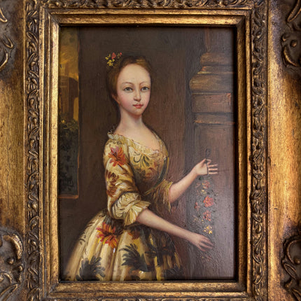 19th Century Antique Portrait Oil Painting "Young Woman" Small Art Holland Art Shop