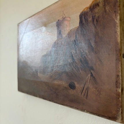 19th Century Antique Landscape Oil Painting "Canvas Backpanel" Small Art Holland Art Shop