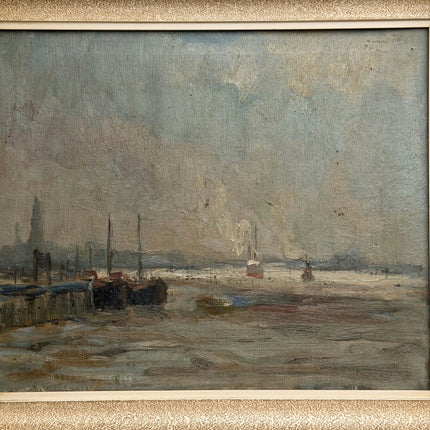Traditional Harbor Scene Oil Painting "Framed Canvas" Detailed Art Holland Art Shop