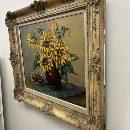 Expressive Floral Still Life Oil Painting "Sunflower Bouquet" Detailed Large Art Holland Art Shop