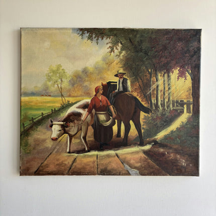 Expressive Figurative Oil Painting "Cow Handler" Handcrafted Artwork Holland Art Shop