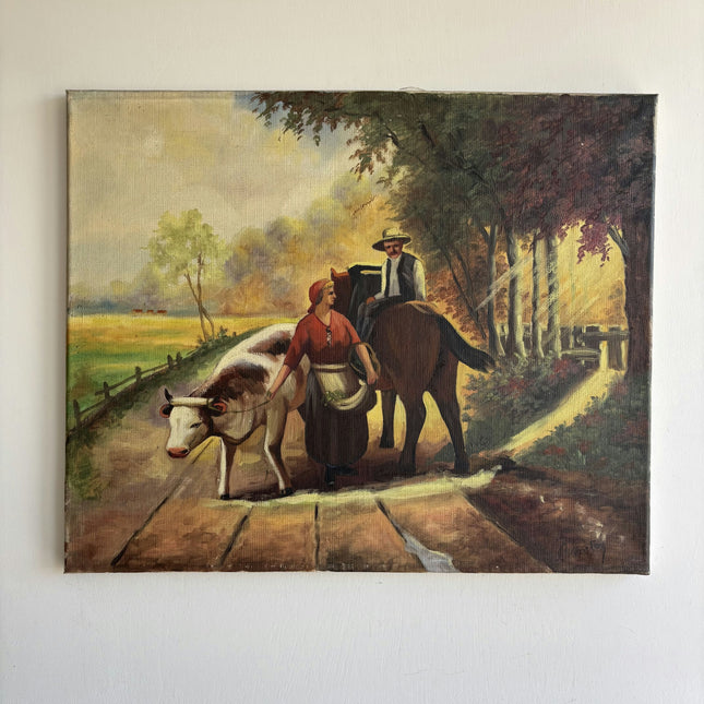 Expressive Figurative Oil Painting "Cow Handler" Handcrafted Artwork Holland Art Shop