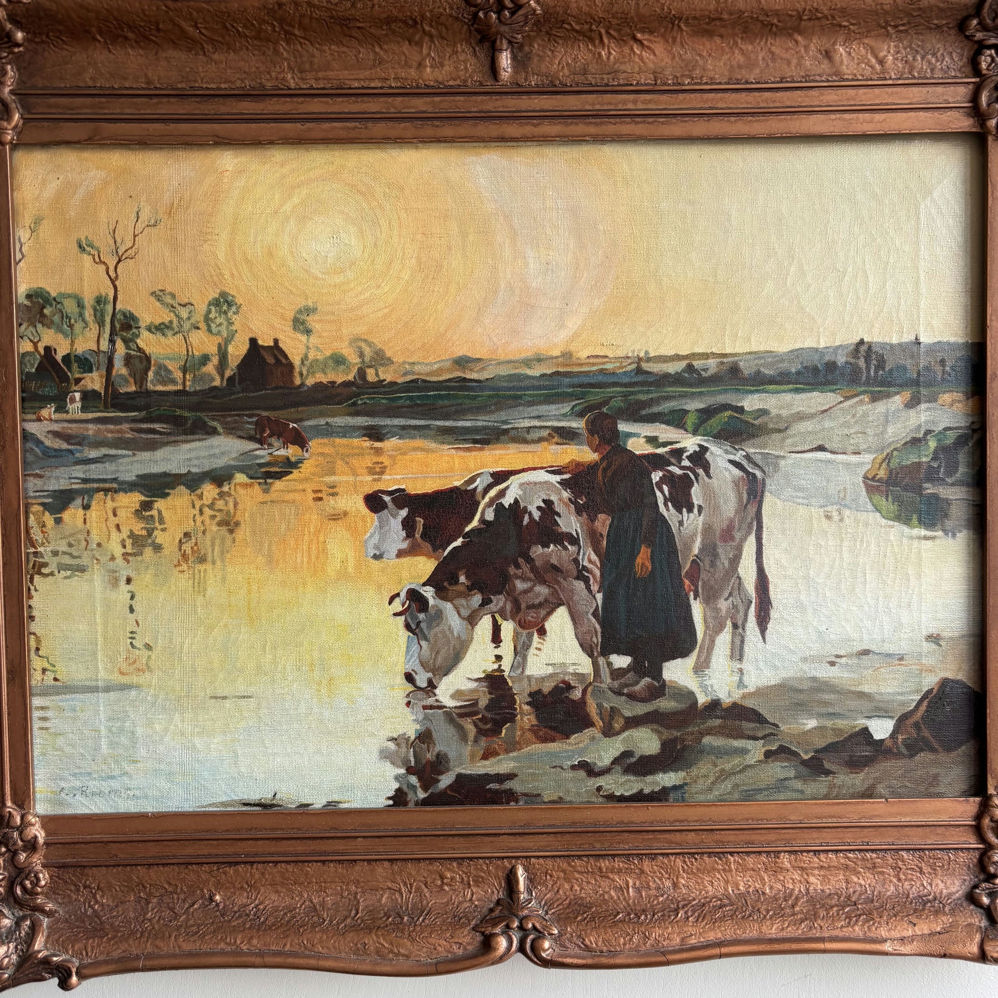 Rustic Landscape Oil Painting 