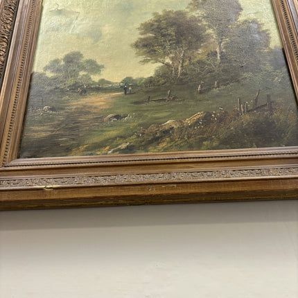 19th Century Antique Landscape Oil Painting "Tall Trees" Large Artwork Holland Art Shop