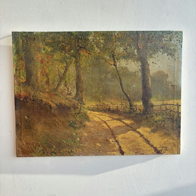 Handcrafted Landscape Oil Painting "Sunlit Path" Authentic Artwork Holland Art Shop
