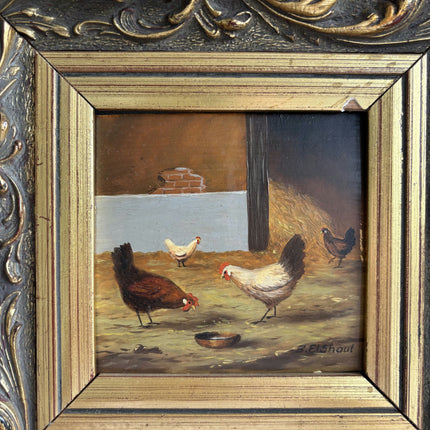 Authentic Animals Oil Painting "Gilded Frame" Traditional Small Artwork Holland Art Shop