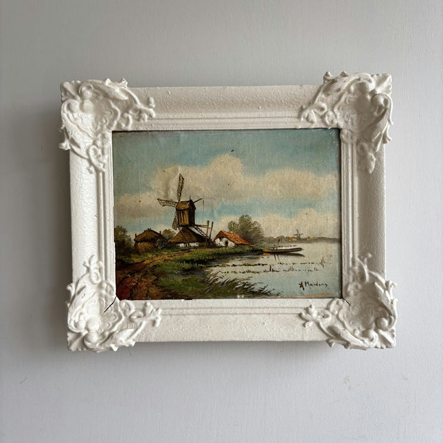 Elegant Landscape Oil Painting "Windmill Scene" Traditional Small Art Holland Art Shop