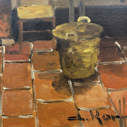 Elegant Still Life Oil Painting "Open Hearth" Vintage Artwork Holland Art Shop