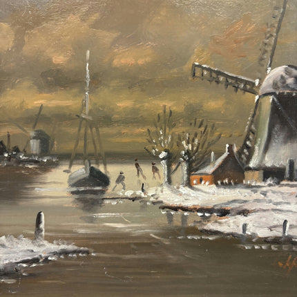 Detailed Winter Landscape Oil Painting "Gilded Frame" Elegant Small Artwork Holland Art Shop