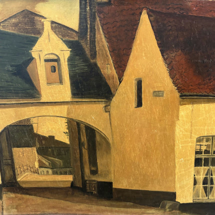 Original Cityscape Oil Painting "Yellow Building" Elegant Large Artwork Holland Art Shop