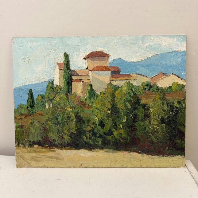 Expressive Landscape Oil Painting "Hilltop Village" Elegant Small Artwork Holland Art Shop
