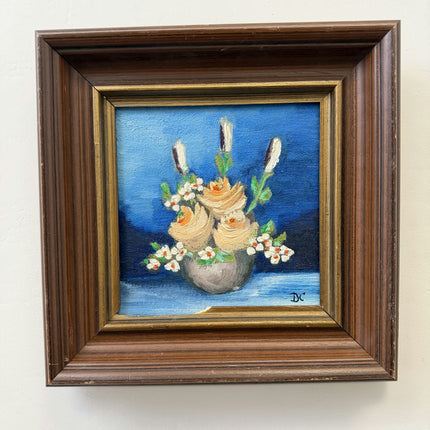 Elegant Floral Still Life Oil Painting "Blue Water" Refined Small Artwork Holland Art Shop