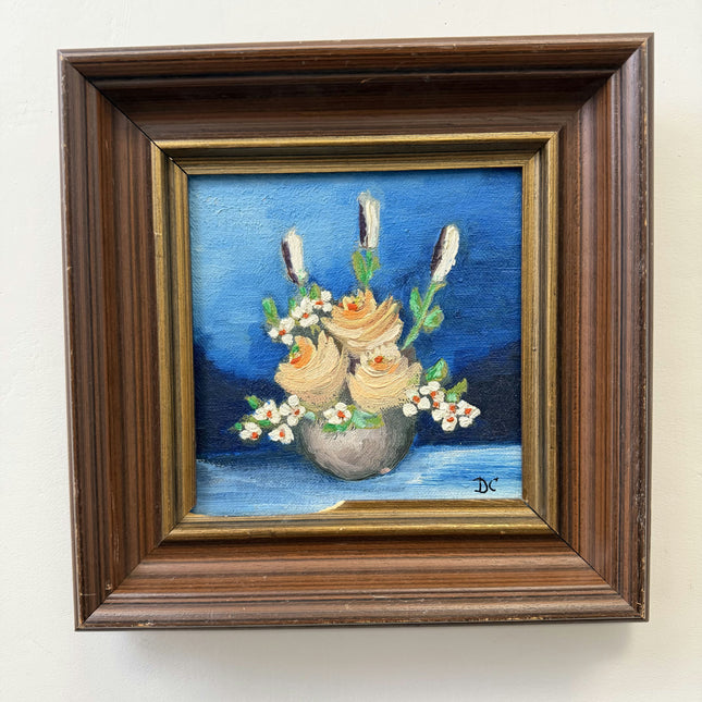 Elegant Floral Still Life Oil Painting "Blue Water" Refined Small Artwork Holland Art Shop