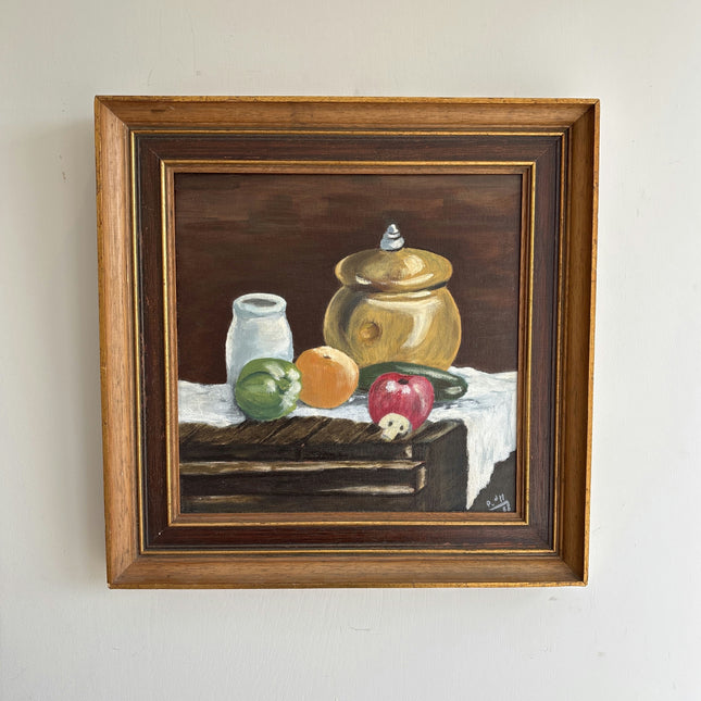Rustic Still Life Oil Painting "Golden Jar" Expressive Small Art Holland Art Shop