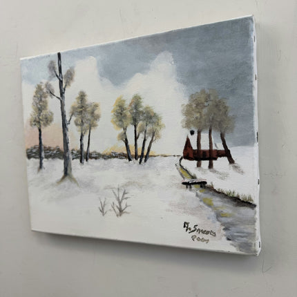 Authentic Winter Landscape Oil Painting "Winter Trees" Handcrafted Small Artwork Holland Art Shop
