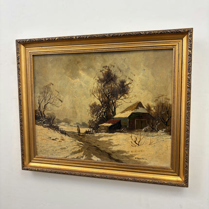 Classic Winter Landscape Oil Painting "Snowy Cottage" Expressive Artwork Holland Art Shop