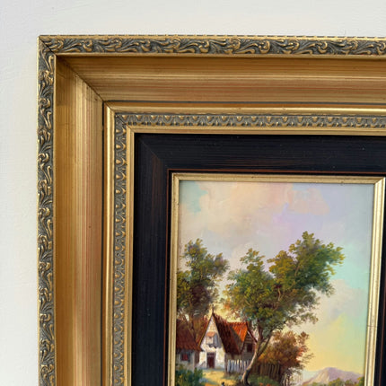 Detailed Landscape Oil Painting "Cottage Path" Traditional Small Artwork Holland Art Shop