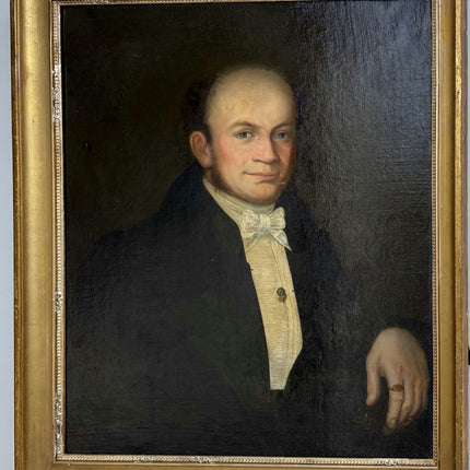 19th Century Antique Portrait Oil Painting "Seated Gentleman" Large Artwork Holland Art Shop
