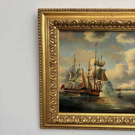 Refined Oil Painting Seascape "Sailing Ships" Striking Small Art
