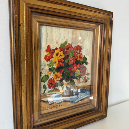 Classic Oil Painting Floral Still Life "Flower Vase" Handcrafted Small Artwork