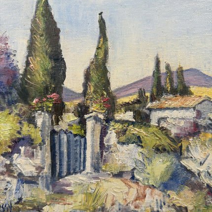 Elegant Landscape Oil Painting "Cypress Trees" Rustic Small Artwork Holland Art Shop