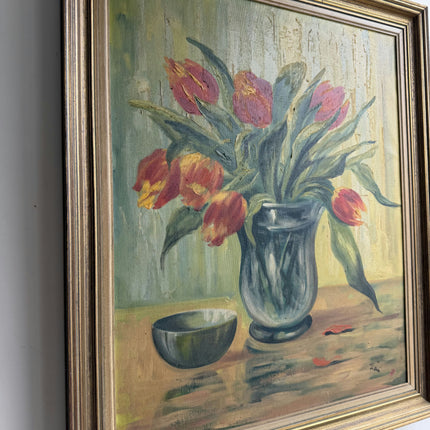 Expressive Flowery Still Life Oil Painting "Tulip Vase" Detailed Art Holland Art Shop