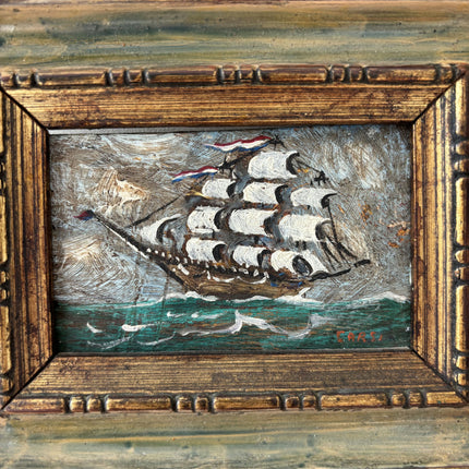 Authentic Seascape Oil Painting "Sailing Ship" Refined Dutch Art Holland Art Shop