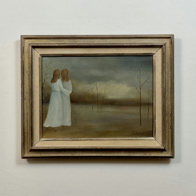 Classic Figurative Oil Painting "Two Sisters" Vintage Art Holland Art Shop