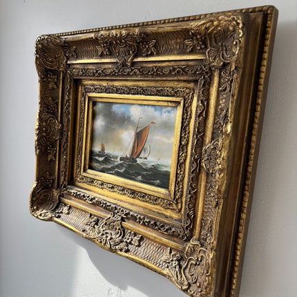 Original Oil Painting Seascape "Sailing Vessels" Expressive Small Artwork Holland Art Shop