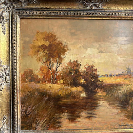 Vintage Landscape Oil Painting "Gilded Frame" Rustic Artwork Holland Art Shop
