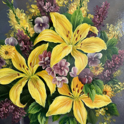 Traditional Floral Still Life Oil Painting "Yellow Lilies" Authentic Small Art Holland Art Shop
