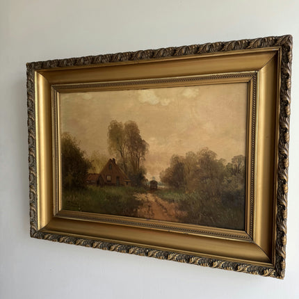 Rustic Landscape Oil Painting "Golden Frame" Traditional Artwork Holland Art Shop