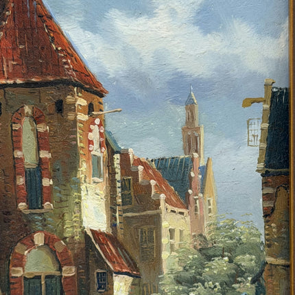 Traditional Cityscape Oil Painting "Village Gate" Handcrafted Small Artwork Holland Art Shop