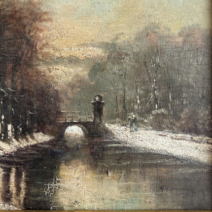 Detailed Winter Landscape Oil Painting "Row Of Trees" Classic Small Art Holland Art Shop