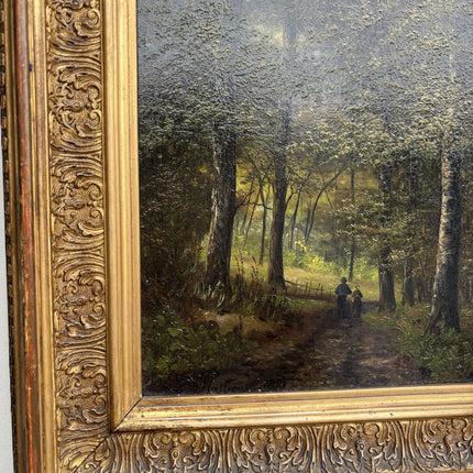 1881 Antique Landscape Oil Painting "Gilded Frame" Small Artwork Holland Art Shop