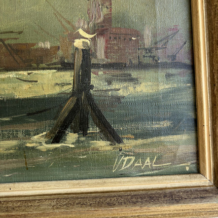 Timeless Harbor Scene Oil Painting "Cargo Ship" Original Belgique Art Holland Art Shop