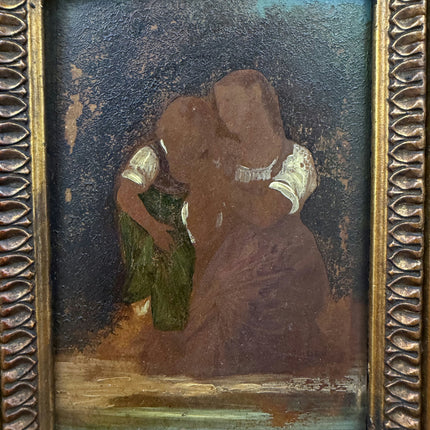 19th Century Antique Portrait Oil Painting "Ornate Frame" Small Artwork Holland Art Shop