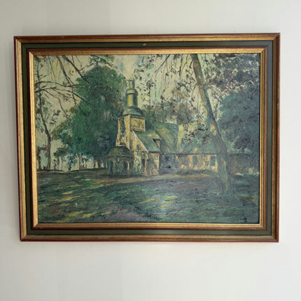 Vintage Landscape Oil Painting "Village Church" Classic Art Holland Art Shop