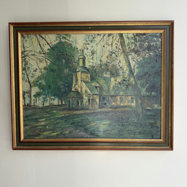 Vintage Landscape Oil Painting "Village Church" Classic Art Holland Art Shop