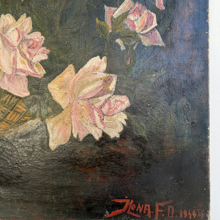 Refined Floral Still Life Oil Painting "Flower Basket" Authentic Large Artwork Holland Art Shop