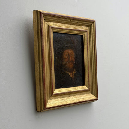 Antique Portrait Oil Painting "Gilded Frame" Handcrafted Small Artwork Holland Art Shop