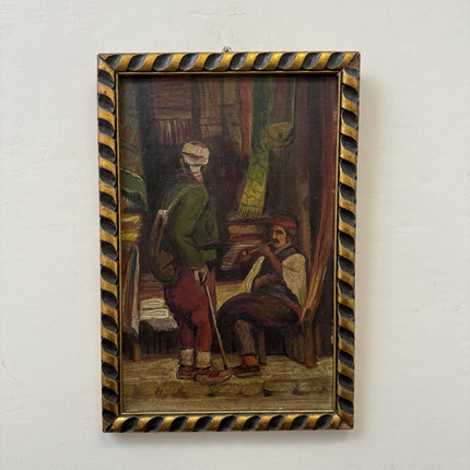 Refined Figurative Oil Painting "Seated Musician" Authentic Small Art Holland Art Shop