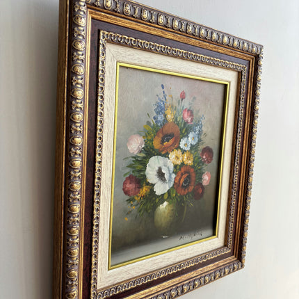 Rustic Floral Still Life Oil Painting "Floral Bouquet" Timeless Small Art Holland Art Shop