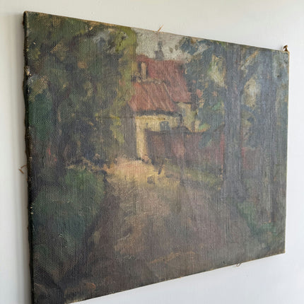 Refined Landscape Oil Painting "Cottage Roof" Authentic Art Holland Art Shop